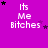 Purple background with repeated white text 'Its Me Bitches' and scattered black/purple stars in a