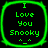Four identical green pixelated icons with black backgrounds display "I Love You Snooky" text and a smiley face, arranged in a