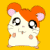 A 50x50 pixel animated buddy icon featuring a cartoon hamster on the left and green text on a dark background on the right, displayed as a contact sheet with two frames.