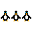 Pixelated penguin character in multiple poses , showing full-body views, side profiles, and partial views against a solid gray background
