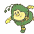 Pixelated green cartoon character with yellow accents in mid-jump pose, right side displays "OriginalIcons.com" text on dark green background.