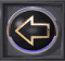 Six circular black icons with gold left-pointing arrows, each in a dark gray square frame with blue inner glow, arranged in two of three