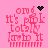 Pixelated pink background with red text reading 'omg it's pink totally I'm in it' and a black heart symbol above the text, with a of red lines below