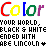 Colorful 'Color' text with rainbow letters, repeated black-and-white text below on white background.