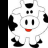 Animated contact sheet of a cartoon cow mascot with black-and-white spotted pattern, red mouth, and pixelated style across six frames showing subtle pose changes.
