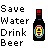 Pixel art buddy icon featuring text and a beer bottle on white background