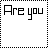 30 pixel-art frames showing progressive text animation forming 'Are you Spaced out?' with red cursor and question mark in final frame