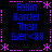 Blue pixelated text "Fallin Harder Than Ever<8 8" arranged in a with pink decorative borders on black background