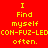 Red background with yellow text reading "I Find myself CON-FUZ-LED often." in a of three and two , with white rectangular overlays on the middle 's top and bottom