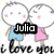 A static image of cartoon stick figures with text overlays reading "Julia is one thing to keep my heart beatin" and repeated "i love you" script.