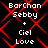 Black background with red diamond pattern overlaid with white text reading "BarChan Sebby + Ciel Love" in four identical repeated sections