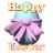 A 3x3 contact sheet of eight identical animated Easter egg icons with pink bows and yellow text, arranged left-to-right top-to-bottom on a white background with one gray placeholder cell.