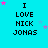 Pixelated text 'I LOVE NICK JONAS' on cyan background with pink and purple stars, animated star positions across frames.