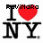 A pixelated 'I ❤️ NY' design with black text and a red heart, showing three variations where the top-left corner's text changes from 'TV/AndRo' to 'T.K.o' then to 'USIVE KILLSz'.
