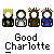 Pixel art icons display multiple character variations with changing props and colors beneath 'Good Charlotte' text.