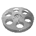 Six grayscale film reels arranged in two of three, each reel showing subtle variations in shading and hole patterns
