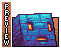 Pixel art icon featuring a blue and purple creature with glowing orange eyes and mouth, framed by brown borders with vertical "PREVIEW" text on the left.