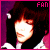 Pixelated image of a person with dark hair and bangs, wearing white clothing against purple background, with 'FAN' text in pink at top right.