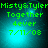 Green pixelated text on a teal gradient background with subtle light effects, showing 'Misty:Tyler' followed by 'Together', '4ever', and '7/11/08'.