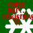 Green background with four white snowflakes and red text reading 'cant for... christmas !!' in pixelated font.