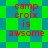 Red text 'camp croix is awsome' on a green and blue pixelated background with two distinct pattern variations.