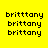Yellow background with black text "brittany" repeated in four , each containing three instances of the name