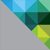 A static pixelated image with a diagonal split between gray and a gradient of blue-green-yellow triangular shapes.