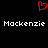 Red pixelated heart symbol above two instances of the text 'Mackenzie' in white blocky font on a black background.