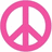 Three pink peace symbols arranged in a with one empty gray square, all on a white background