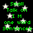 Green text on black background with white stars, repeating 'Small Talk on IM one word Sentences' in two