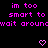 Pixelated text repeats 'im too smart to wait around' with pink hearts on black background, animated heart color shifts from white outline to solid pink.