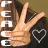 A pixelated image shows a hand making a peace sign with fingers extended, next to vertical text reading "PEACE" and a heart symbol on dark fabric.