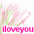 Pixelated pink and green floral background with pink text reading iloveyou forever & always in white boxes.