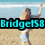A pixelated image of a woman on a beach with text "BridgetS8" in cyan, red, and green across the bottom.
