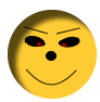 Four circular yellow and brown cartoon faces with red eyes, black pupils, and simple line features showing different expressions across frames.