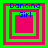 Four identical square display a pixelated 'Dancing Girl' icon with layered pink and green borders on a bright green background