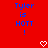 Red background with blue pixelated text reading 'Tyler is HOTT!' and two white heart symbols at the bottom.