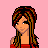 Pixel art contact sheet showing a female character in red outfit with heart details across multiple frames, including full-body and head shots, alongside text about falling from the sky or tree.