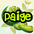 Animated icon with lime slices and leaves, displaying text 'paige is sweet as sugar' in bright yellow font with black outline.