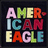 Pixelated text spelling 'AMERICAN EAGLE' in three rows with varied colors on a dark background.