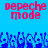 Pixelated text "depeche mode" in red on blue background with blue pixel-art crowd below.