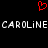 Red pixelated heart symbol above white text reading 'CAROLINE CAROLINE' on black background.