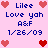 Pixelated pink background with blue text and red/pink heart icons arranged in a pattern