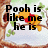 Winnie the Pooh sits on a tree branch with green leaves and brown branches, text overlaid in black pixelated font.