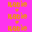 Pixelated orange text "Katie" with a heart symbol appears repeatedly on a bright pink background, alternating between white horizontal bars and solid pink sections.