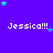 identical pixelated text 'Jessica!!!' on a purple background with scattered cyan and blue stars