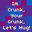 Pixelated text on a blue-purple background reads "Im Crunk, Your Crunk, Let's Hug!" in two identical vertical