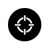 Black circular icon with white crosshair symbol centered on solid black background.