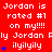 Red background with white text repeating 'Jordan is rated #1 on my!!!!' and blue star symbols, some instances of 'Fly Jordan' and 'ilyilyly' visible.