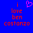 Blue background with red pixelated text reading 'i love ben costanzo' and a pink heart symbol above the text.